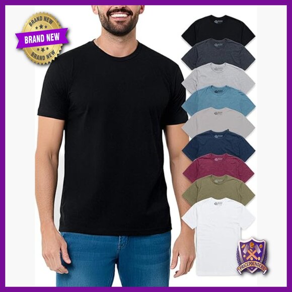 Athletic Fit Men's T-Shirt Soft Cotton Blend Crew Neck S-4XL